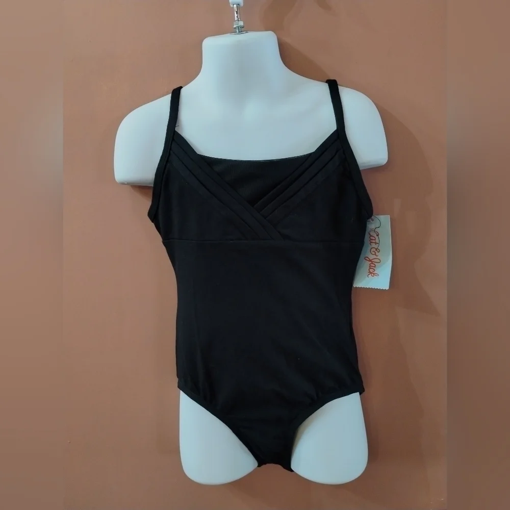 New cat & jack girls black bathing suit size small (6/6x) swim suit